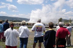 The group went there own way on our day in Yellowstone park. Here some of us checked out Old Faithful