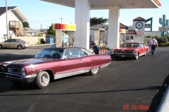 Frank & Penny San Marco joined us in Astoria. He was driving his just completed restoration to enter into points judged show. He had the bias ply tires on. After this trip they tried to get the rules changed to allow radial tires in points judged.